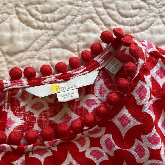 Boden Retro Linen Sleeveless Summer Dress with Pockets - Picture 4 of 10